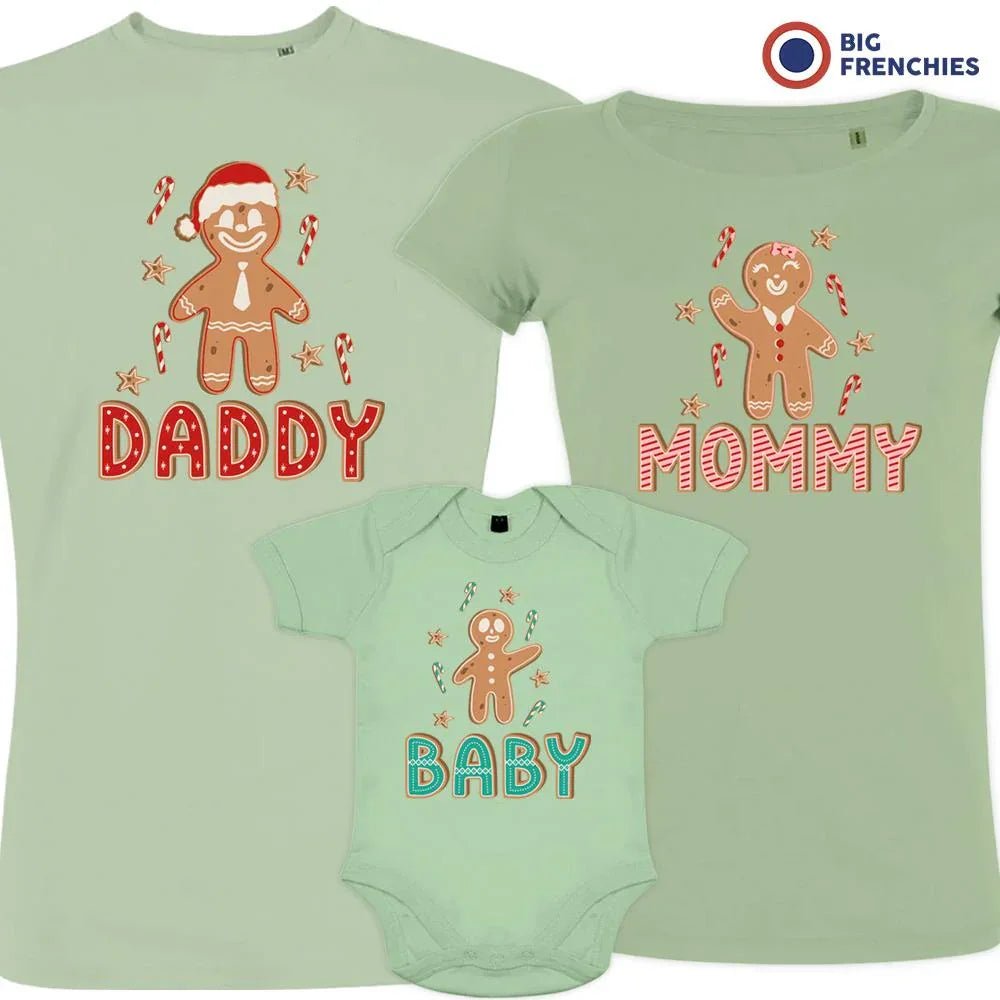 Gingerbread Mommy Daddy & Baby Christmas Matching Family Organic Tees (Set of 3) - Create Marketplace