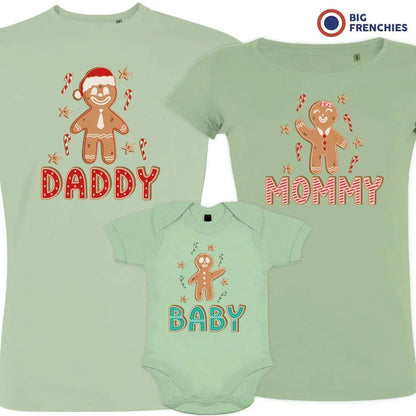 Gingerbread Mommy Daddy & Baby Christmas Matching Family Organic Tees (Set of 3) - Create Marketplace