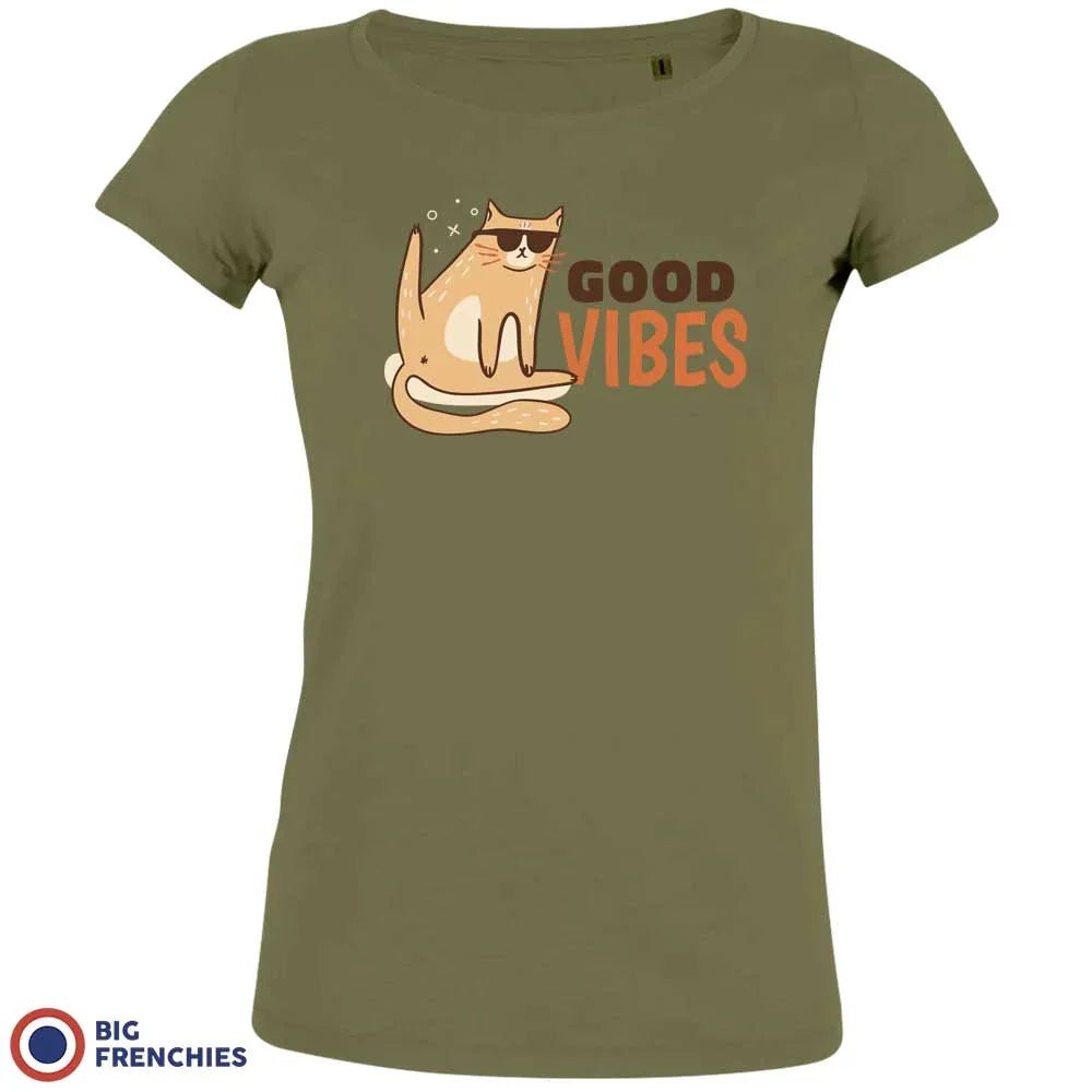 Good Vibes Cat Women's Organic Cotton Tee - Create Marketplace