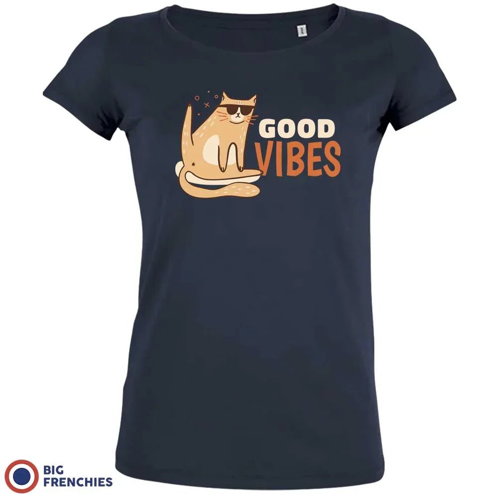 Good Vibes Cat Women's Organic Cotton Tee - Create Marketplace