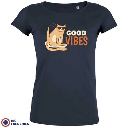 Good Vibes Cat Women's Organic Cotton Tee - Create Marketplace