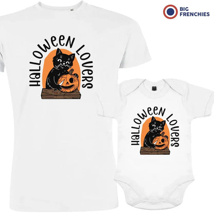 Halloween Lovers With a Cat Dad and Child Organic Cotton family Set (Set of 2) - Create Marketplace