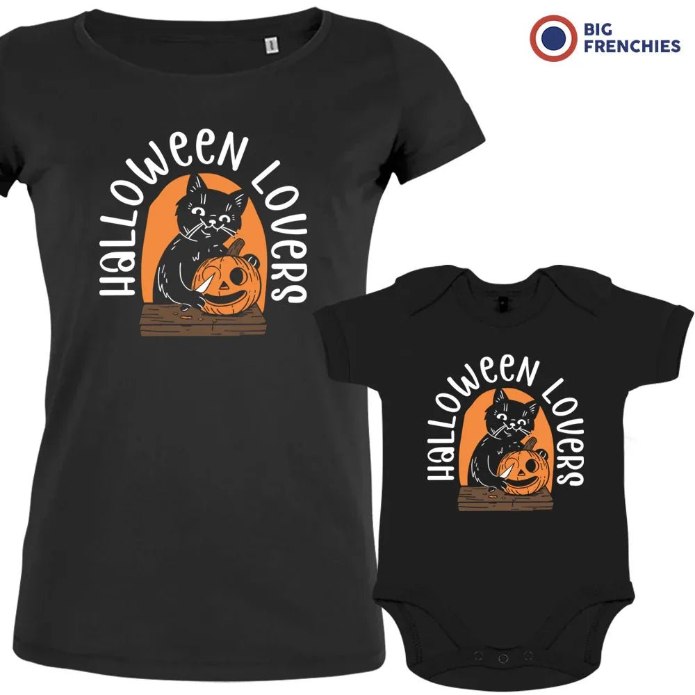 Halloween Lovers With a Cat Mom and Child Organic Cotton family Set (Set of 2) - Create Marketplace