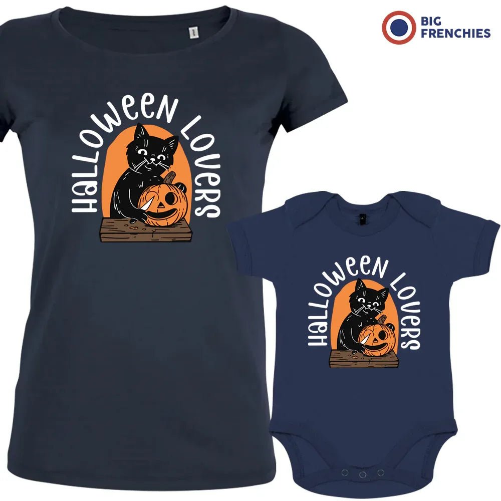 Halloween Lovers With a Cat Mom and Child Organic Cotton family Set (Set of 2) - Create Marketplace