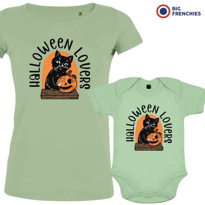 Halloween Lovers With a Cat Mom and Child Organic Cotton family Set (Set of 2) - Create Marketplace