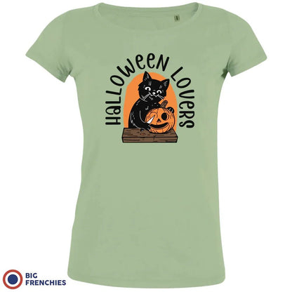 Halloween Lovers With a Cat Women's Organic Cotton Tee - Create Marketplace