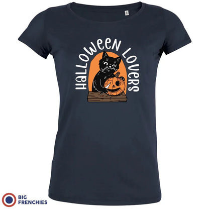 Halloween Lovers With a Cat Women's Organic Cotton Tee - Create Marketplace