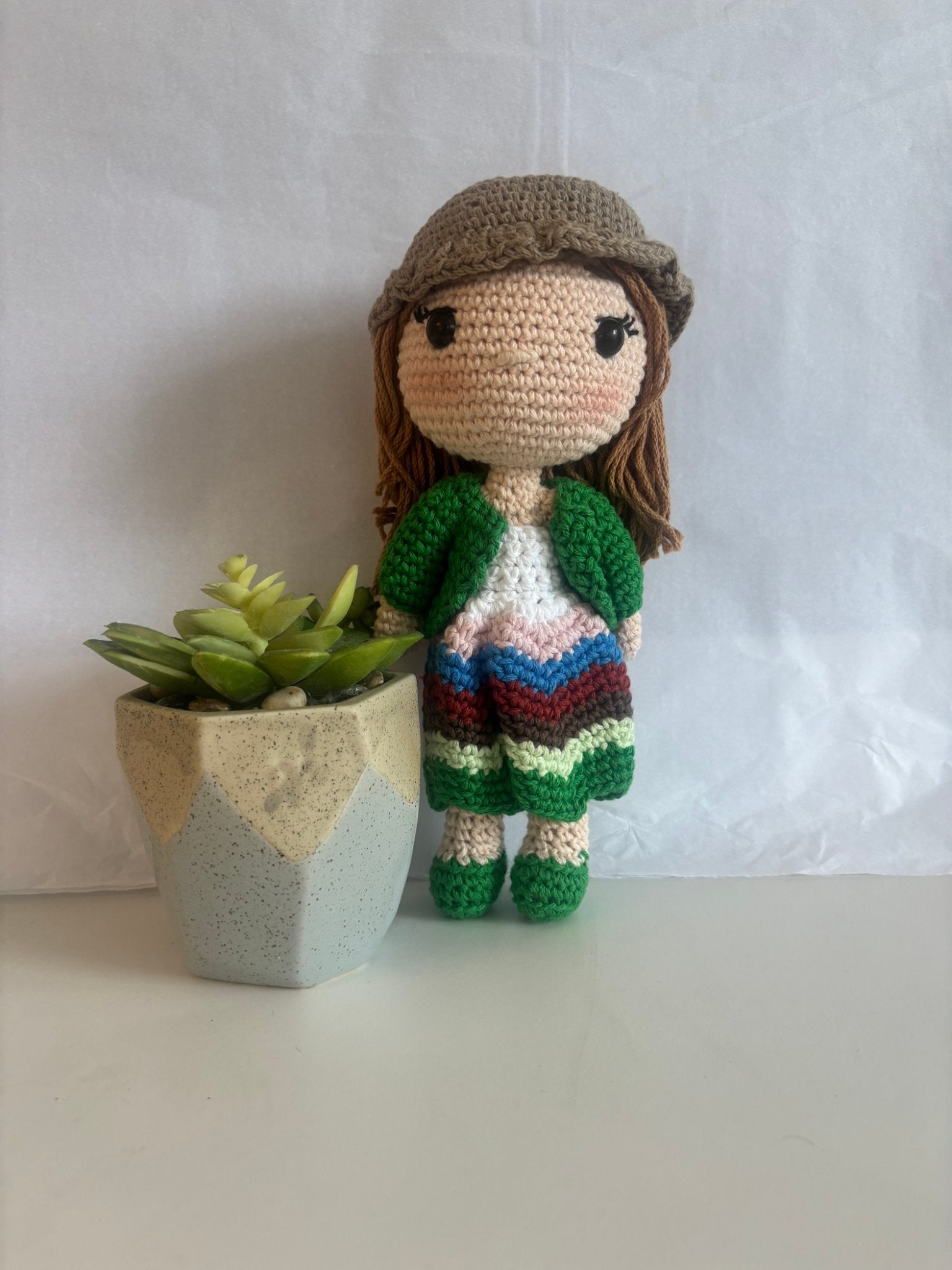 Handmade crochet doll with bucket hat - Create Marketplace
