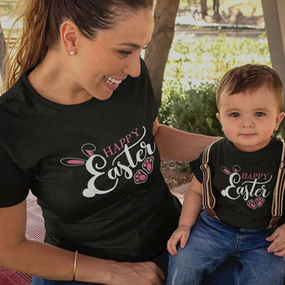 Happy Easter Mom and Child Organic Cotton T-Shirts family Set (Set of 2) - Create Marketplace