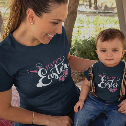 Happy Easter Mom and Child Organic Cotton T-Shirts family Set (Set of 2) - Create Marketplace