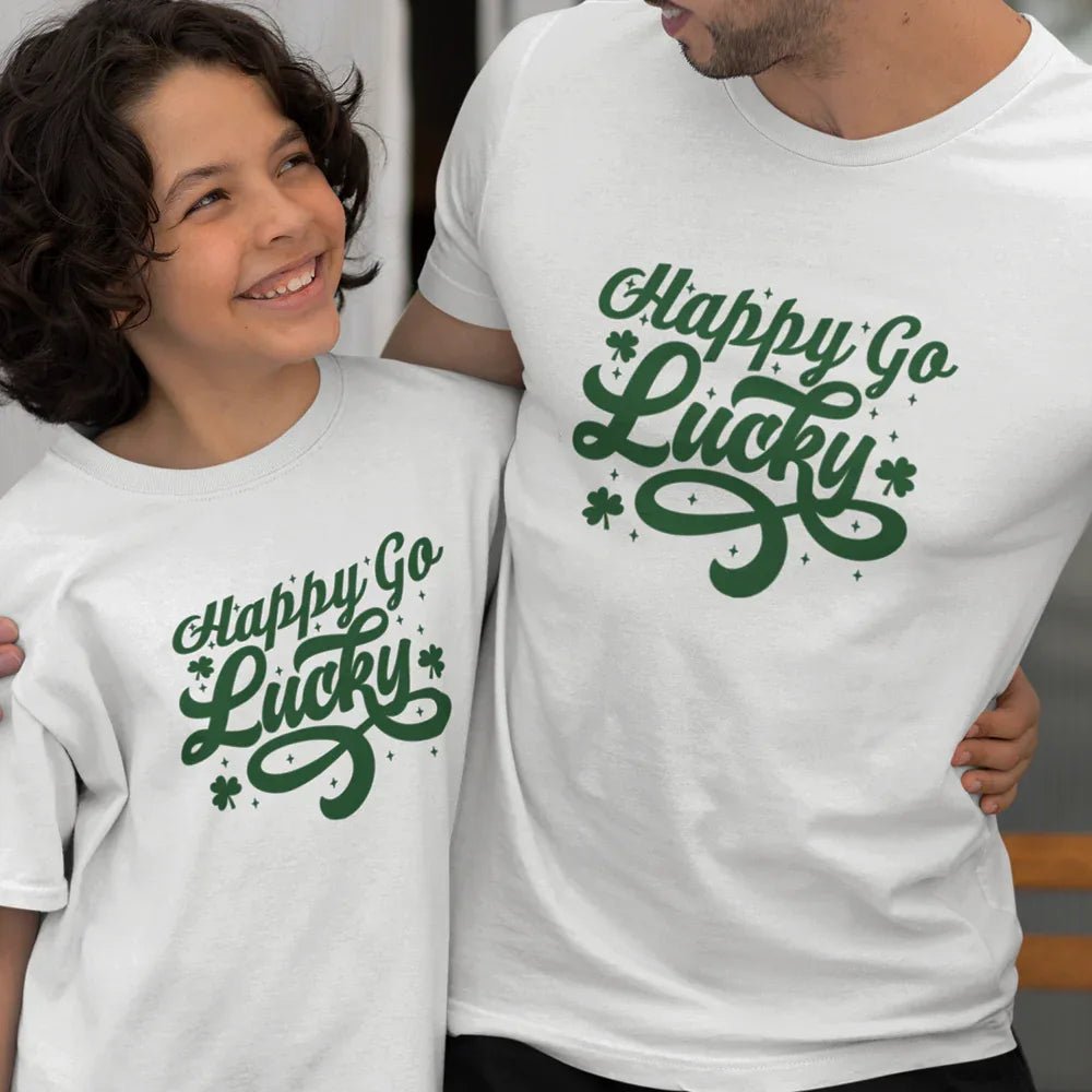 Happy Go Lucky Dad and Child Organic Cotton T-Shirts family Set (Set of 2) - Create Marketplace