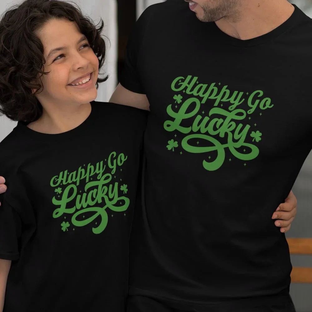 Happy Go Lucky Dad and Child Organic Cotton T-Shirts family Set (Set of 2) - Create Marketplace