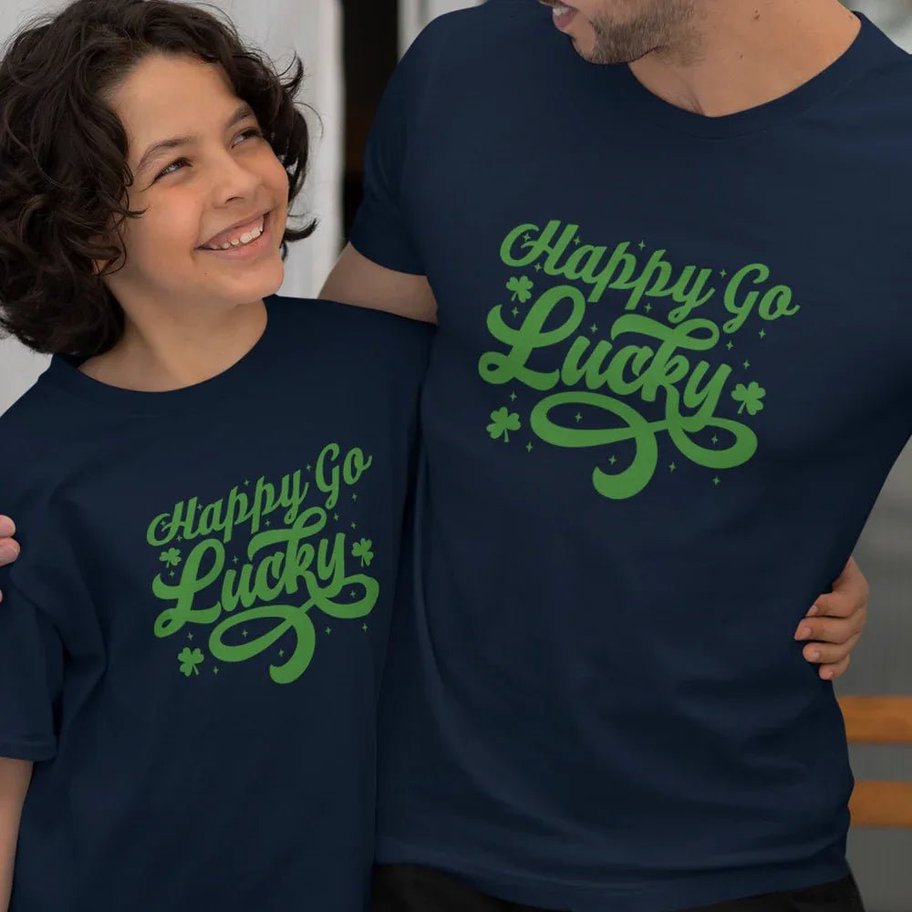 Happy Go Lucky Dad and Child Organic Cotton T-Shirts family Set (Set of 2) - Create Marketplace