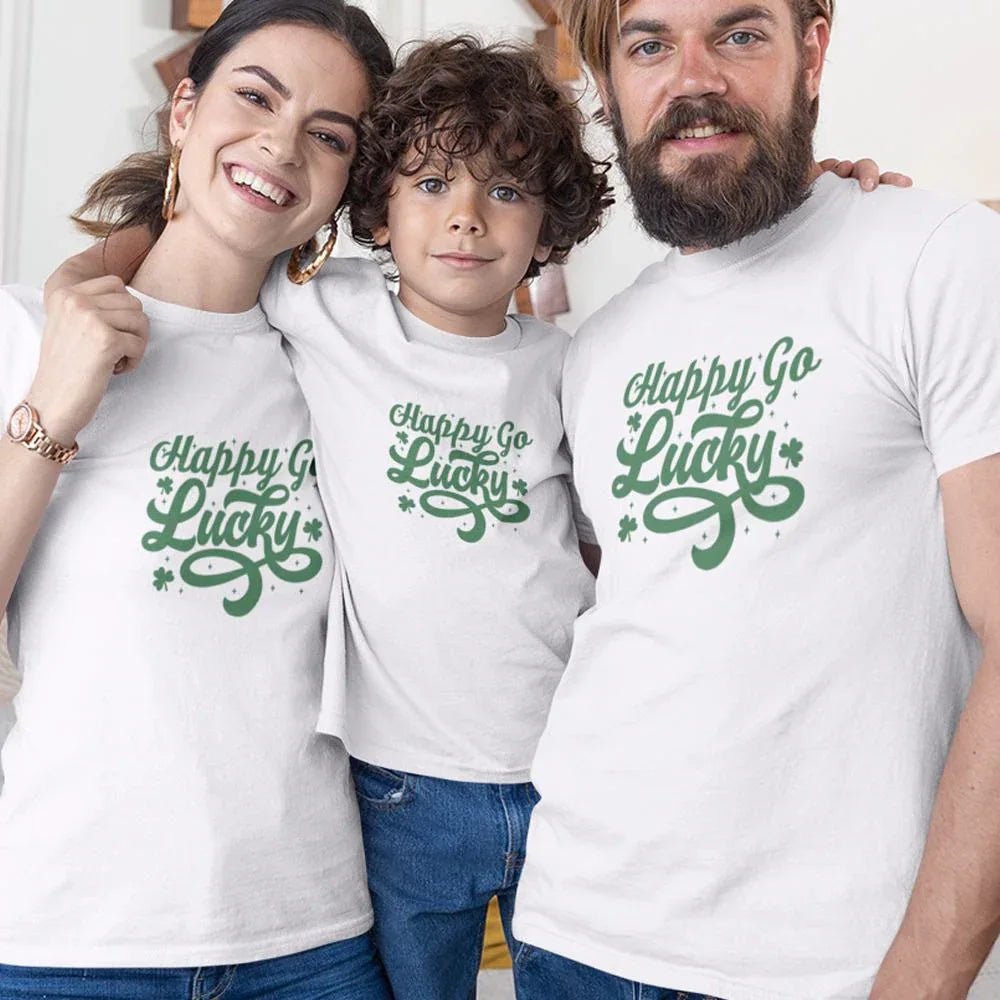Happy Go Lucky Matching Organic Cotton T-Shirts Family Set (Set of 3) - Create Marketplace