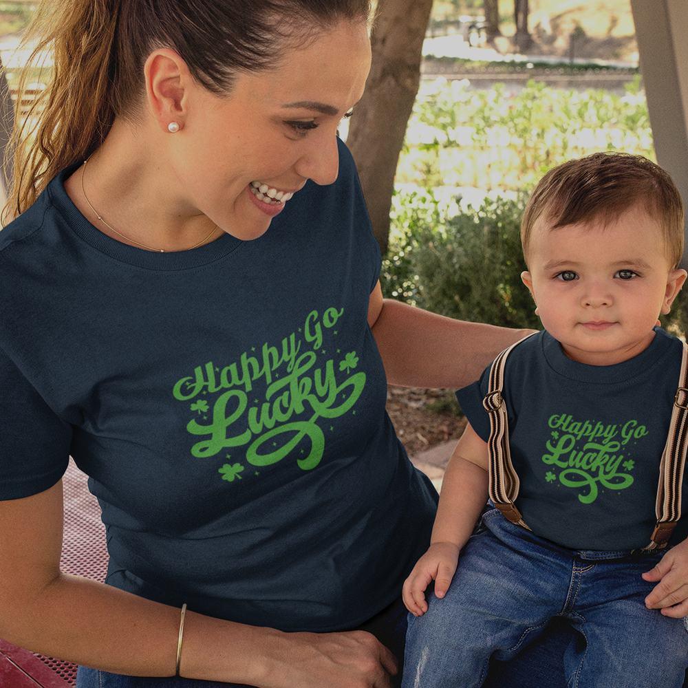 Happy Go Lucky Mom and Child Organic Cotton T-Shirts family Set (Set of 2) - Create Marketplace