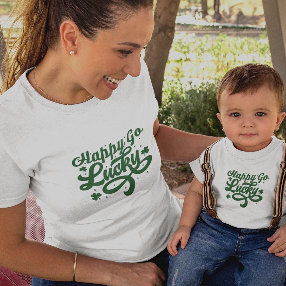 Happy Go Lucky Mom and Child Organic Cotton T-Shirts family Set (Set of 2) - Create Marketplace