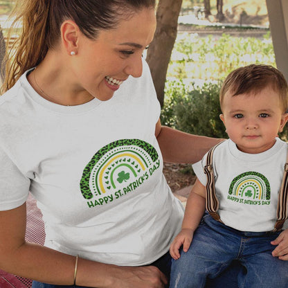 Happy St Patrick's Day Rainbow Mom and Child Organic Cotton T-Shirts family Set (Set of 2) - Create Marketplace