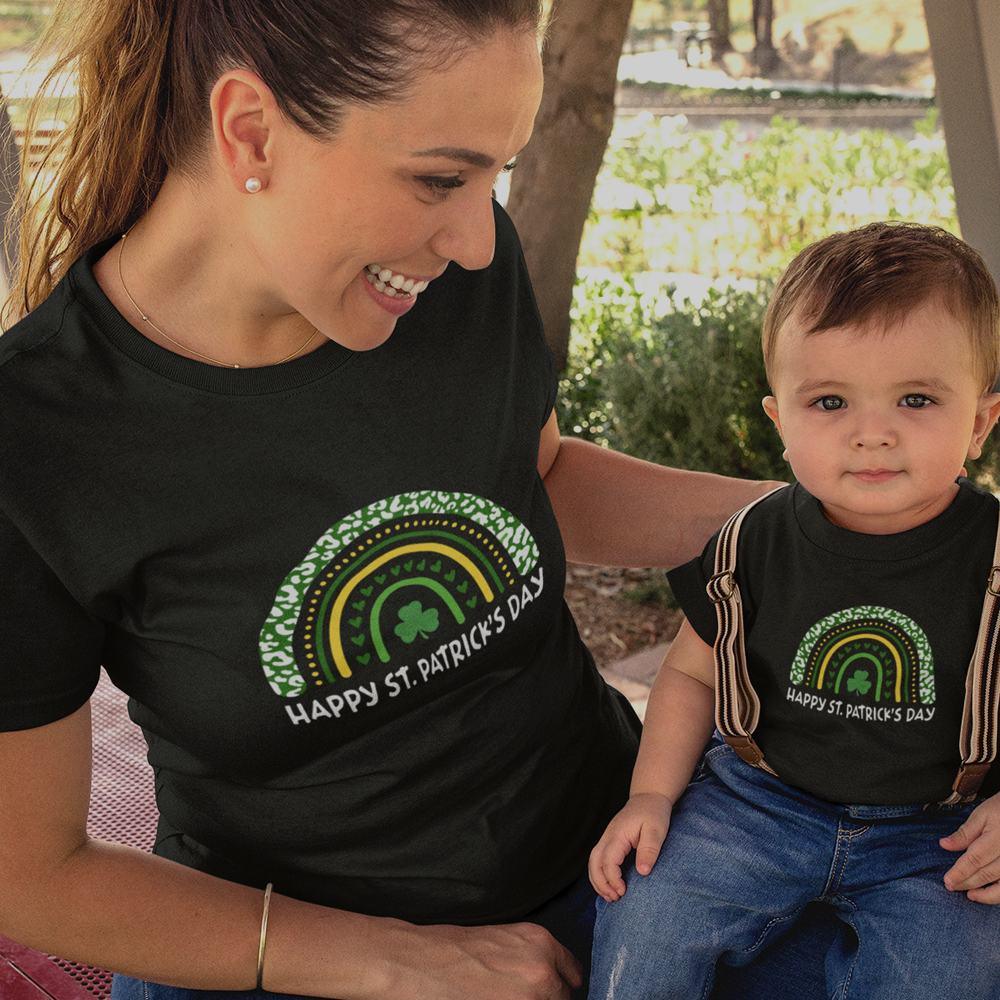 Happy St Patrick's Day Rainbow Mom and Child Organic Cotton T-Shirts family Set (Set of 2) - Create Marketplace