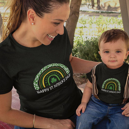 Happy St Patrick's Day Rainbow Mom and Child Organic Cotton T-Shirts family Set (Set of 2) - Create Marketplace