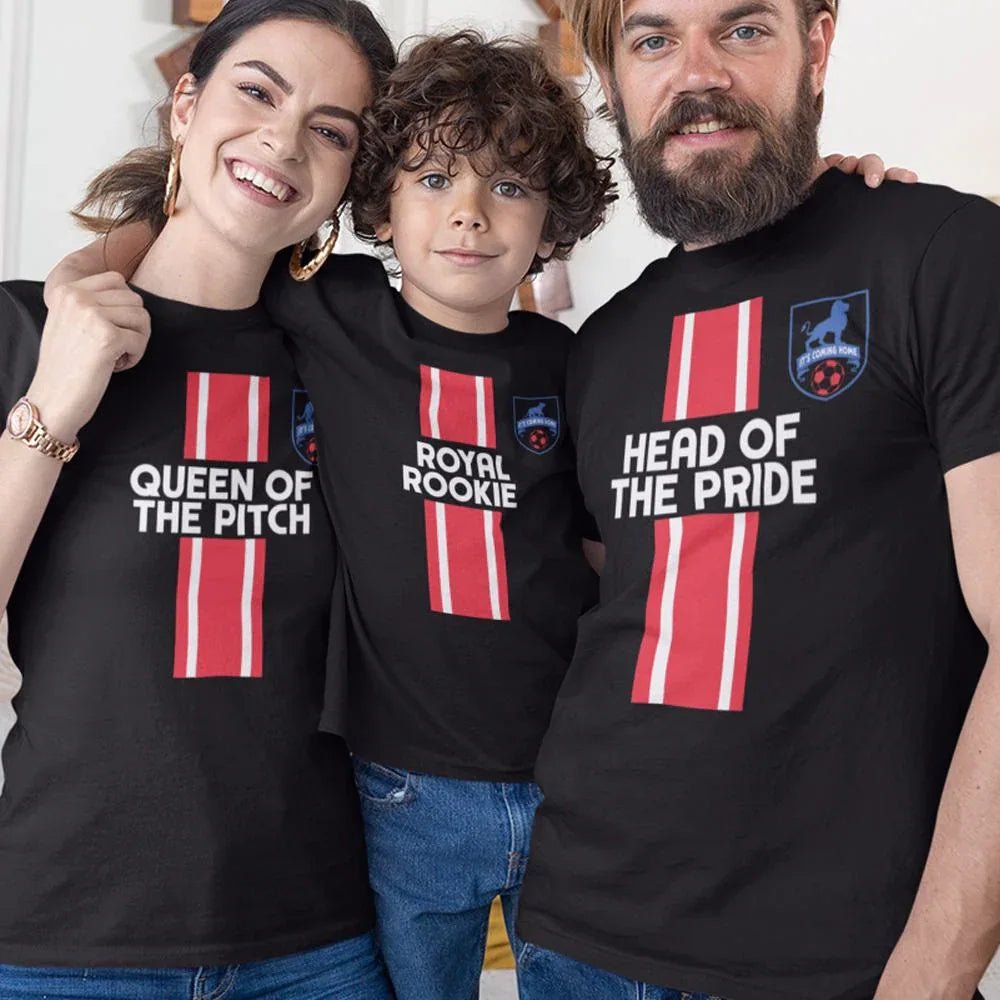 Head of The Pride, Queen Of The Pitch, Royal Rookie Dad Mom and Kid Matching Organic Cotton T-Shirts Family Set (Set of 3) - Create Marketplace
