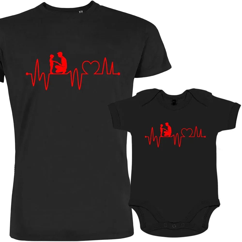 Heart Beat Dad and Child Matching Organic Outfit - Create Marketplace