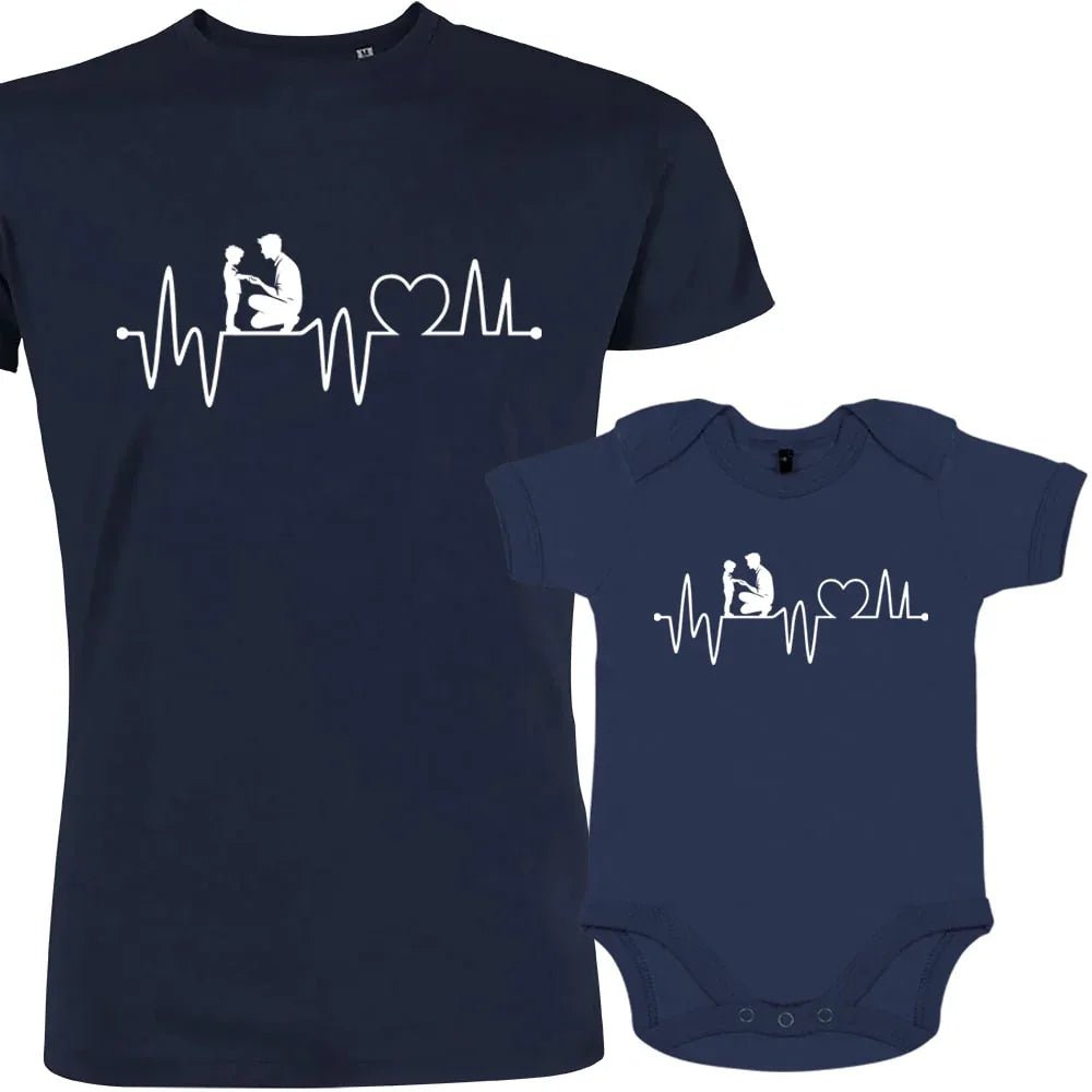 Heart Beat Dad and Child Matching Organic Outfit - Create Marketplace