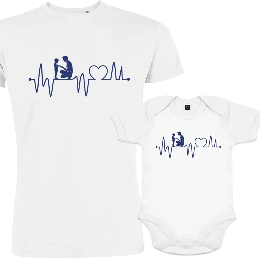 Heart Beat Dad and Child Matching Organic Outfit - Create Marketplace