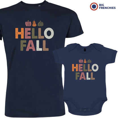 Hello Fall With Pumpkin Dad and Child Organic Cotton family Set (Set of 2) - Create Marketplace
