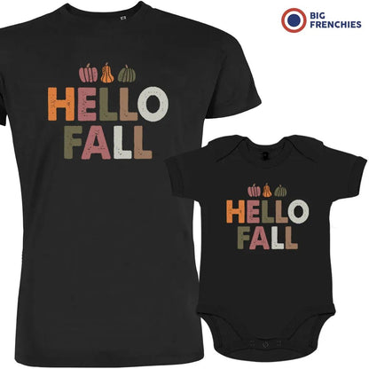 Hello Fall With Pumpkin Dad and Child Organic Cotton family Set (Set of 2) - Create Marketplace