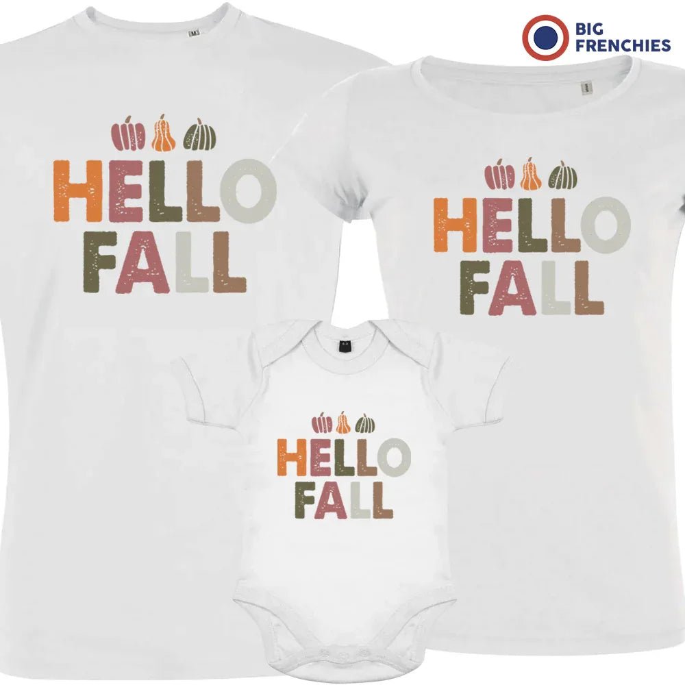 Hello Fall With Pumpkin Matching Organic Cotton Family Set (Set of 3) - Create Marketplace
