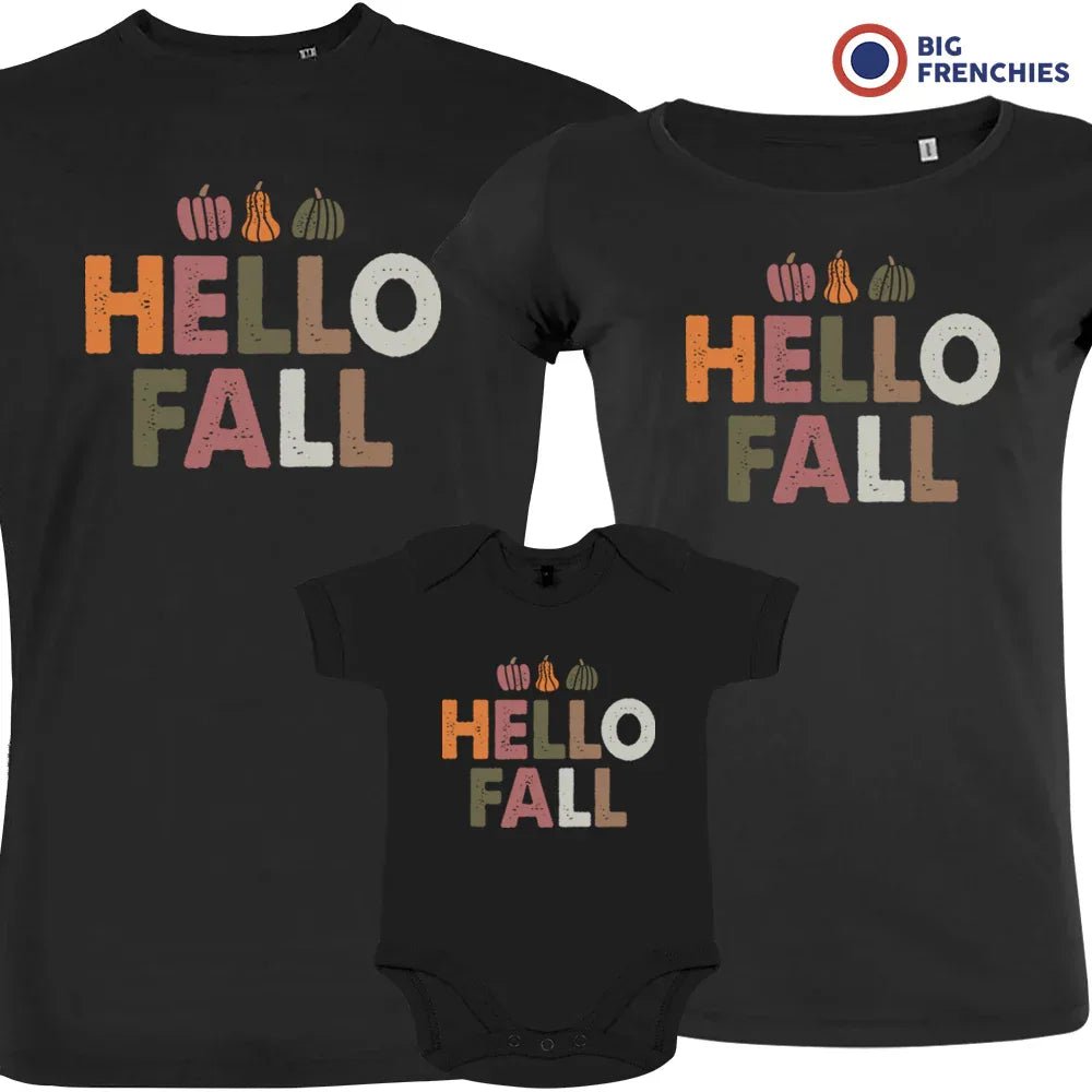 Hello Fall With Pumpkin Matching Organic Cotton Family Set (Set of 3) - Create Marketplace