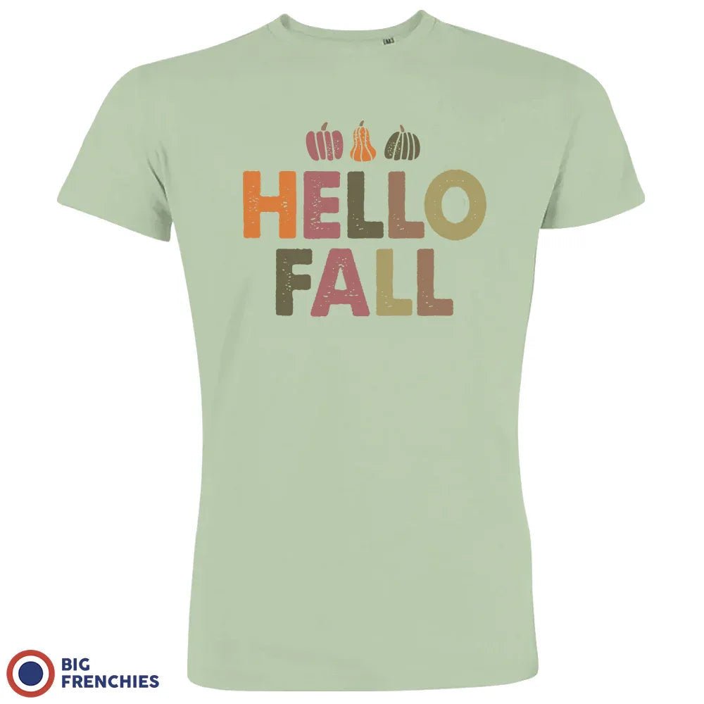 Hello Fall With Pumpkin Men's Organic Cotton Tee - Create Marketplace