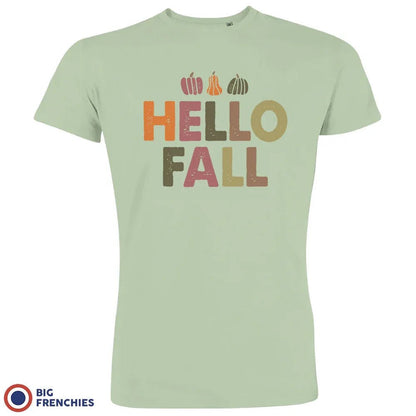 Hello Fall With Pumpkin Men's Organic Cotton Tee - Create Marketplace