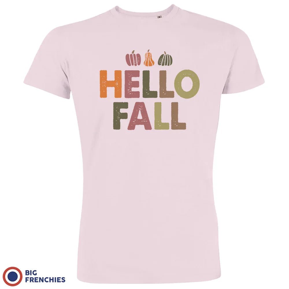 Hello Fall With Pumpkin Men's Organic Cotton Tee - Create Marketplace