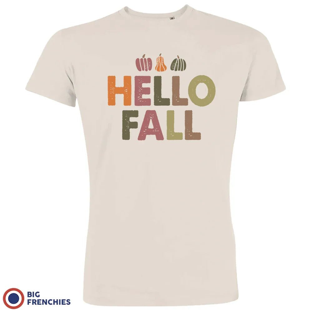 Hello Fall With Pumpkin Men's Organic Cotton Tee - Create Marketplace