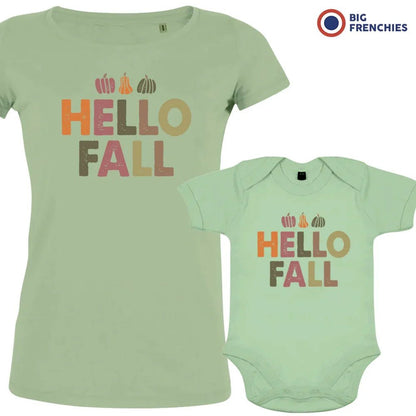Hello Fall With Pumpkin Mom and Child Organic Cotton family Set (Set of 2) - Create Marketplace