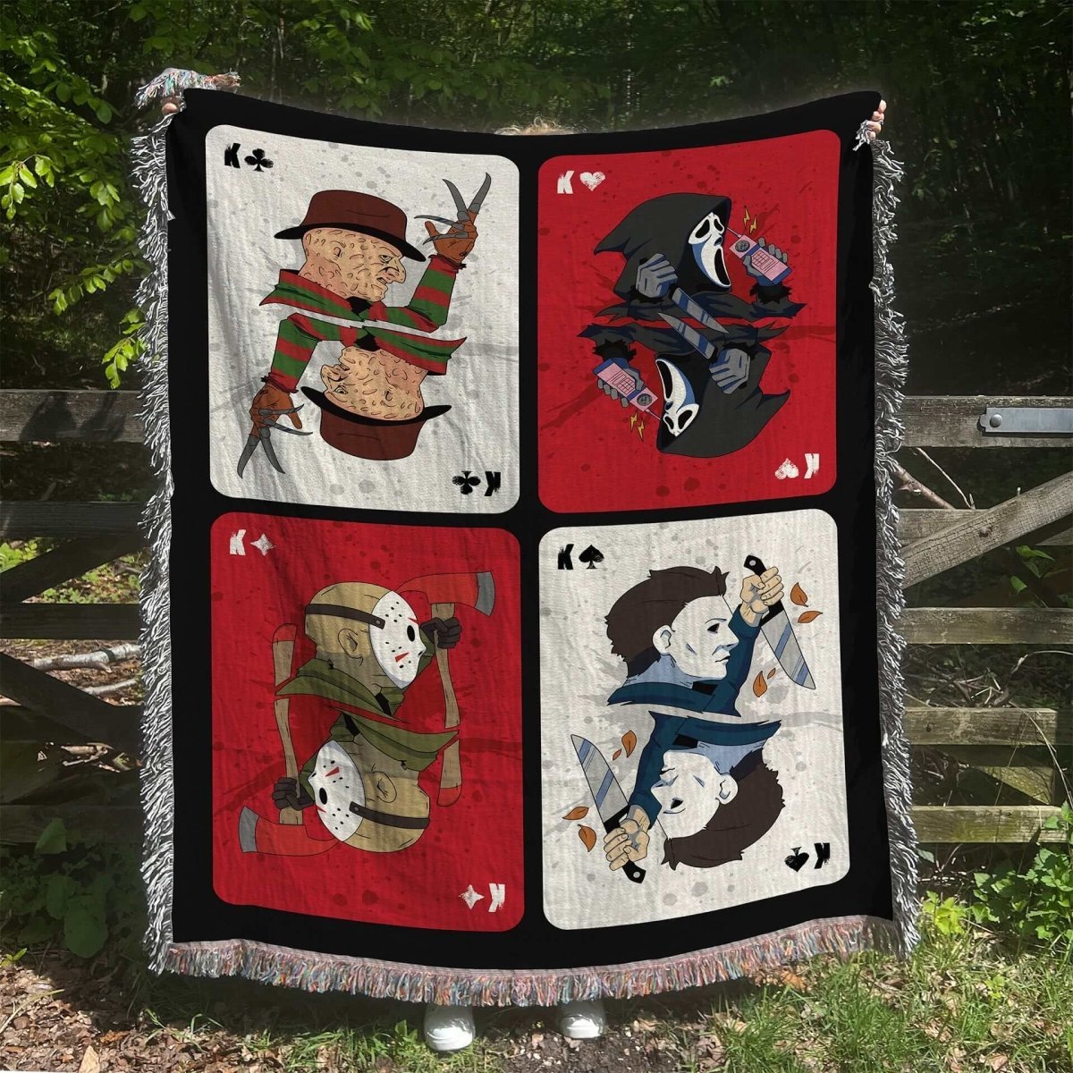 Horror Card Tapestry Throw Blanket (50x60 Inches) - Create Marketplace