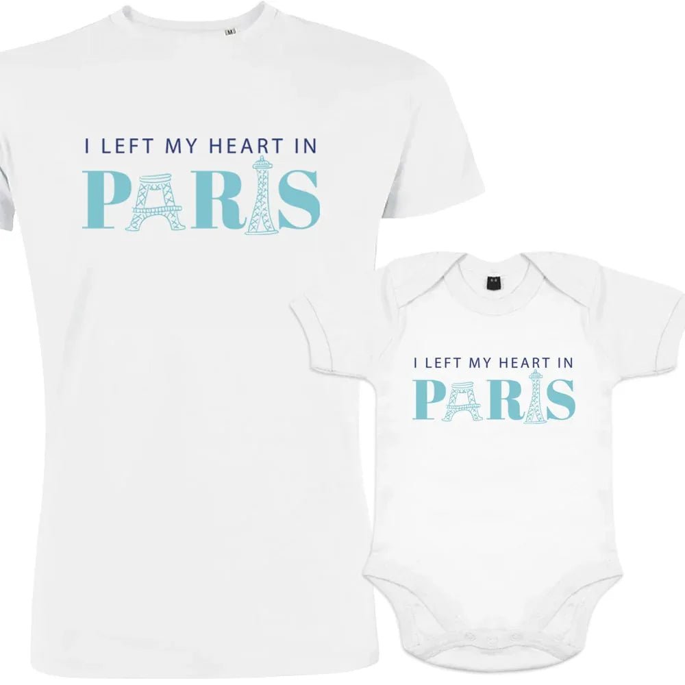 I Left My heart In Paris Dad and Child Matching Organic Cotton Outfit - Create Marketplace
