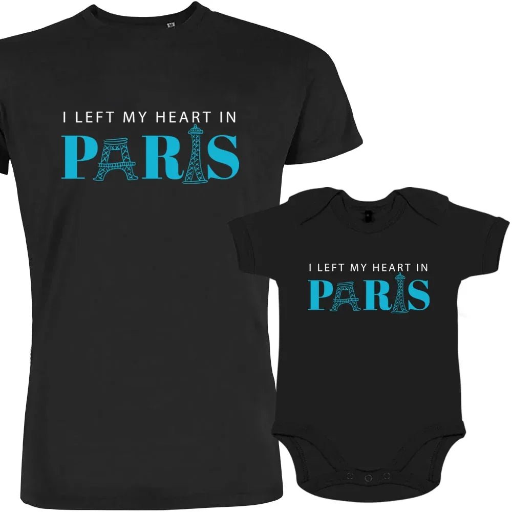 I Left My heart In Paris Dad and Child Matching Organic Cotton Outfit - Create Marketplace