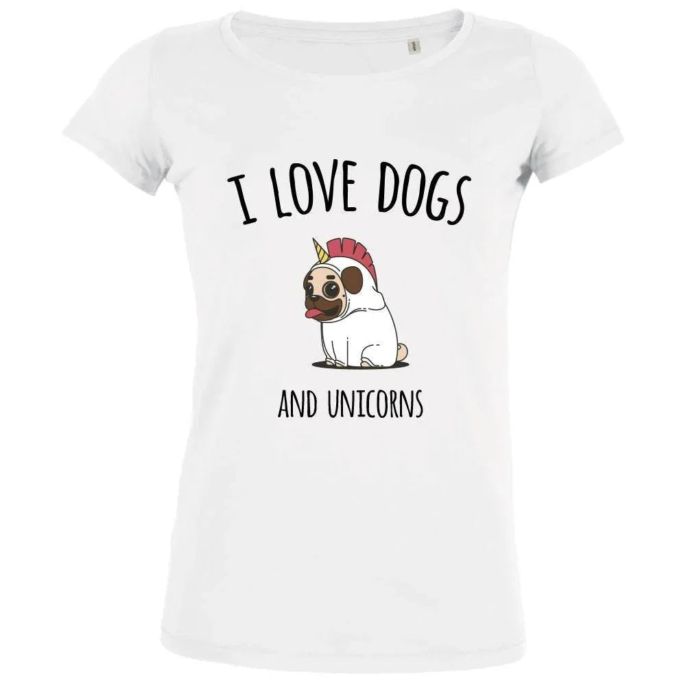 I Love Dogs And Unicorns Women's Organic Tee - Create Marketplace
