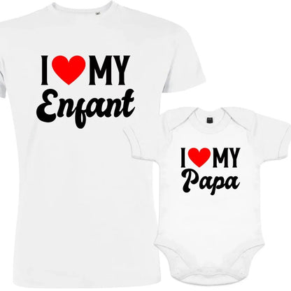 I Love my Enfant my Papa Dad and Child Matching Organic Outfit - Create Marketplace