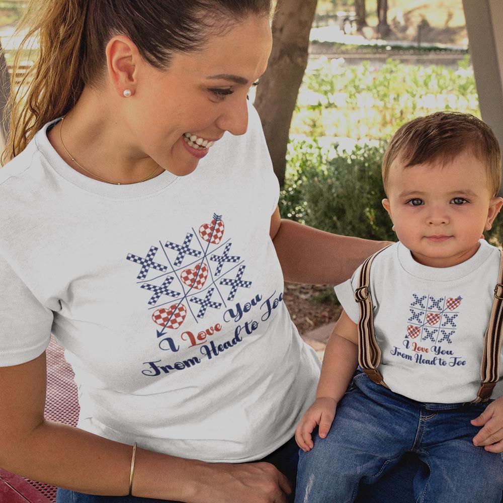 I Love You From Head To Toe Mom and Child Organic Cotton T-Shirts family Set (Set of 2) - Create Marketplace