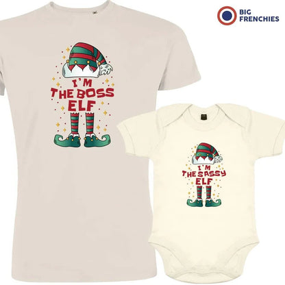 I'm The Boss The Sassy ELF Christmas Dad and Child Organic Cotton family Set (Set of 2) - Create Marketplace