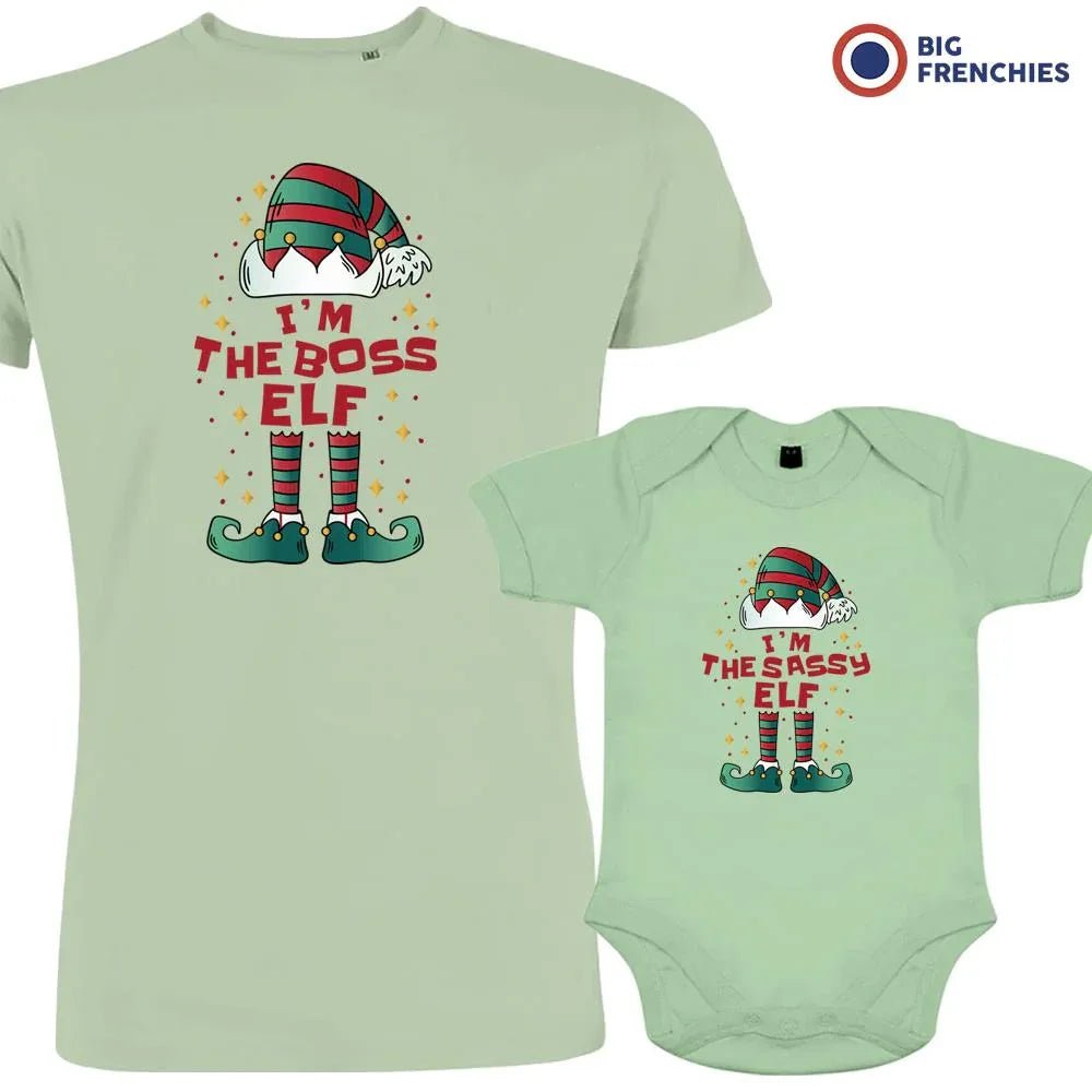 I'm The Boss The Sassy ELF Christmas Dad and Child Organic Cotton family Set (Set of 2) - Create Marketplace