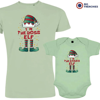 I'm The Boss The Sassy ELF Christmas Dad and Child Organic Cotton family Set (Set of 2) - Create Marketplace