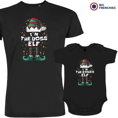I'm The Boss The Sassy ELF Christmas Dad and Child Organic Cotton family Set (Set of 2) - Create Marketplace