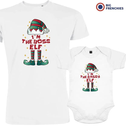 I'm The Boss The Sassy ELF Christmas Dad and Child Organic Cotton family Set (Set of 2) - Create Marketplace