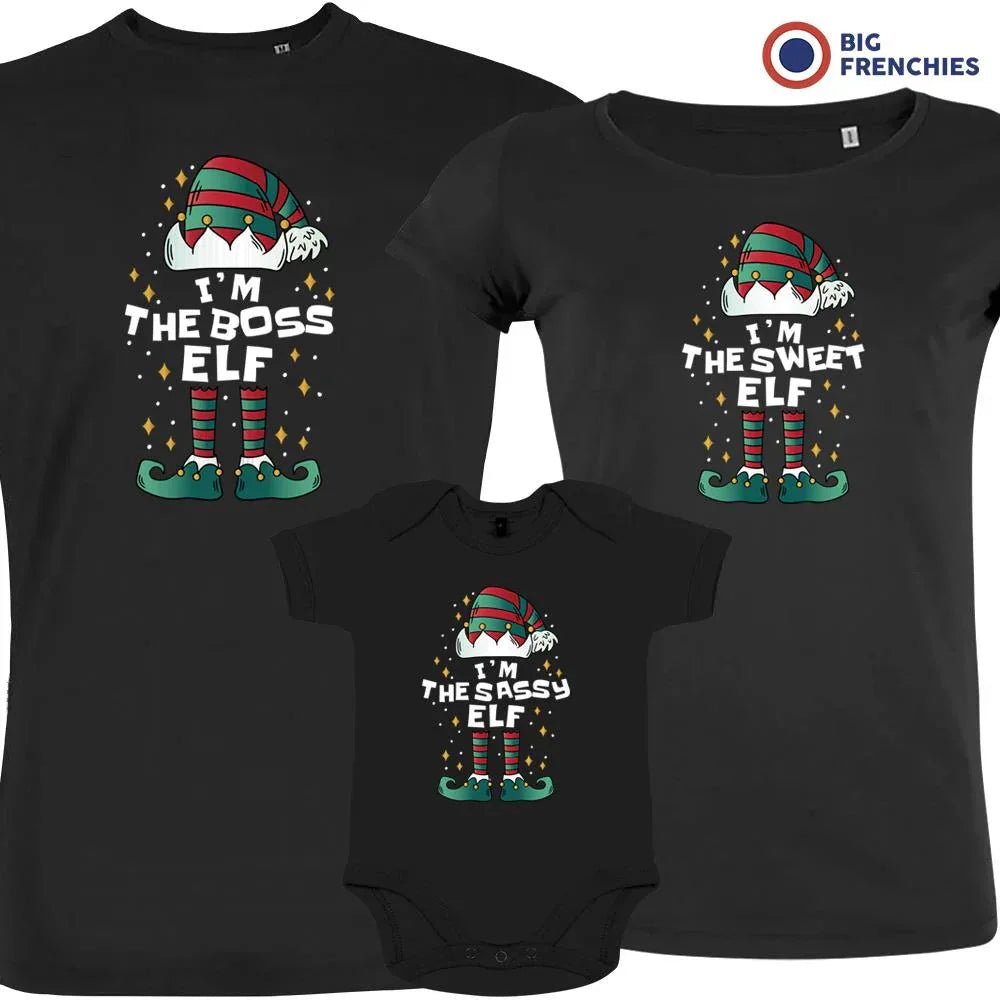 I'm The Boss The Sweet The Sassy ELF Christmas Matching Family Organic Tees (Set of 3) - Create Marketplace