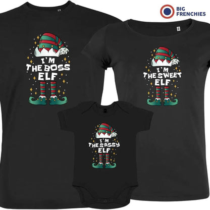 I'm The Boss The Sweet The Sassy ELF Christmas Matching Family Organic Tees (Set of 3) - Create Marketplace