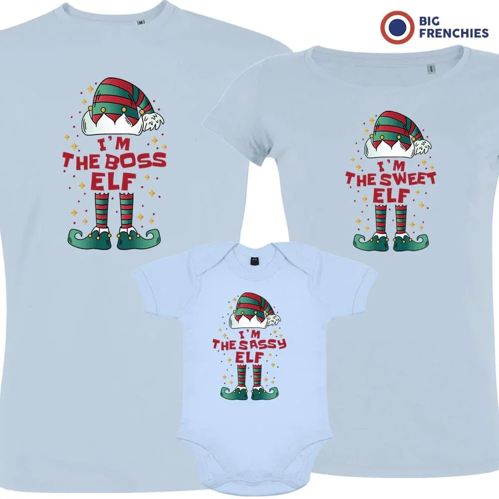 I'm The Boss The Sweet The Sassy ELF Christmas Matching Family Organic Tees (Set of 3) - Create Marketplace